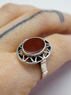 0010 vintage sterling silver carnelian ring size 8.5 US